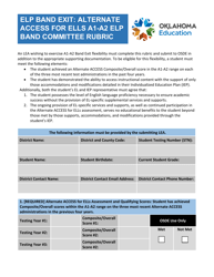 Document preview: Alternate Access for Ells A1-a2 Elp Band Committee Rubric - Oklahoma