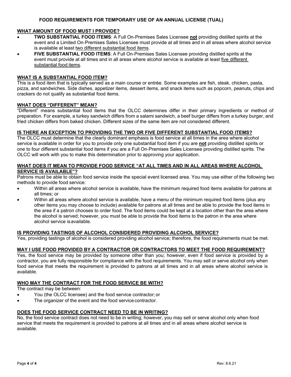 Application for Temporary Use of an Annual License (Tual) - Oregon, Page 4