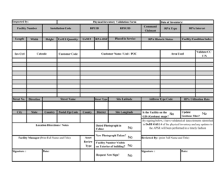 AF Form 914 Physical Inventory Validation Form