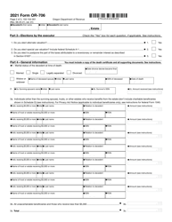 Form OR-706 (150-104-001) Oregon Estate Transfer Tax Return - Oregon, Page 2