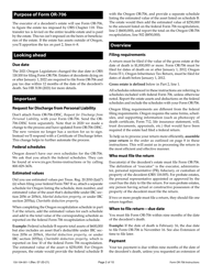 Instructions for Form OR-706, 150-104-001 Oregon Estate Transfer Tax Return - Oregon, Page 2