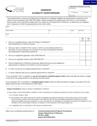Form 150-800-065 Assessor Eligibility Questionnaire - Oregon