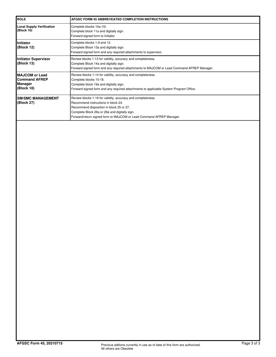 AFGSC Form 45 Afrep Source of Approved (Sar) Request and Reply, Page 3