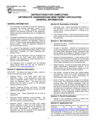 Document preview: Instructions for Form 5600-PM-BMP0321 Anthracite Underground Mine Permit Application - Pennsylvania
