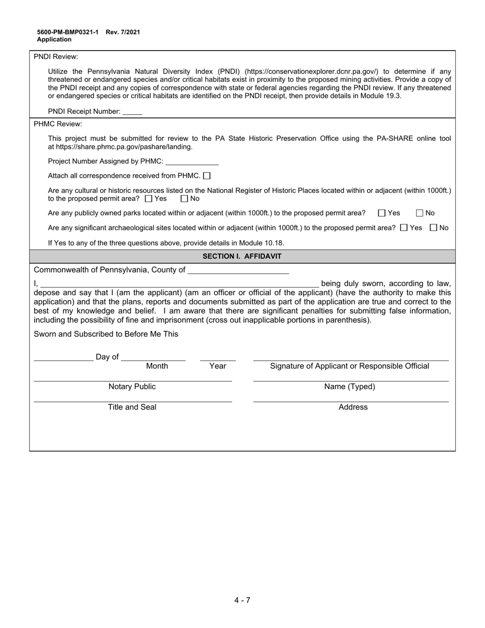 Form 5600-PM-BMP0321-1 Module 1: Anthracite Underground Mine Permit Application - Pennsylvania, Page 4