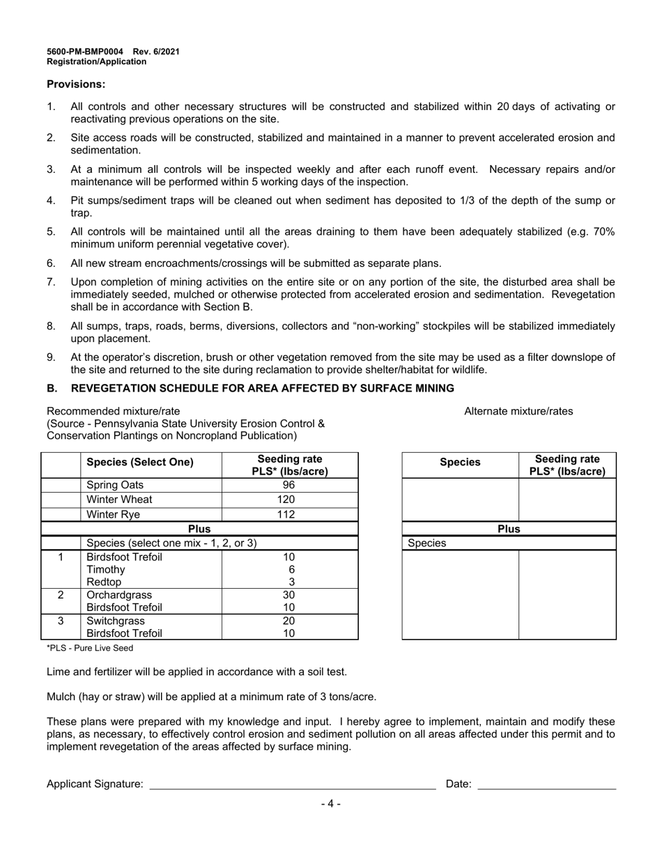 Form 5600-PM-BMP0004 General Permit for Short-Term Construction Projects Bmp-Gp-103 Registration / Application - Pennsylvania, Page 4