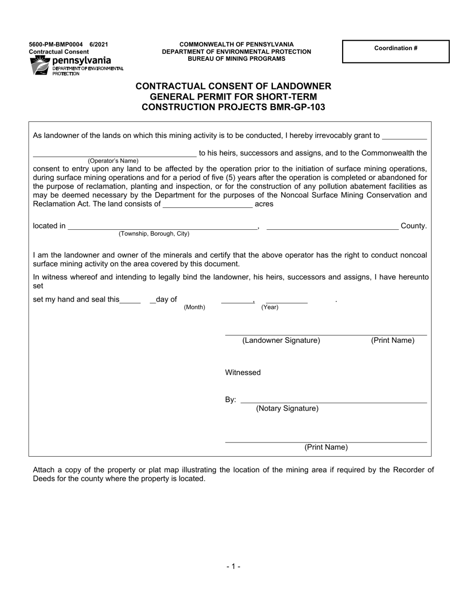 Form 5600-PM-BMP0004 General Permit for Short-Term Construction Projects Bmp-Gp-103 Registration / Application - Pennsylvania, Page 5