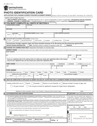 Form DL-54B &quot;Photo Identification Card Application for Change/Correction/Replacement/Renew&quot; - Pennsylvania