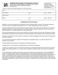 Form SFN50950 &quot;Modified Application to Establish a Facility&quot; - North Dakota