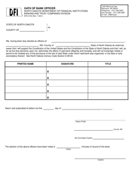 Form SFN2146 &quot;Oath of Bank Officer&quot; - North Dakota