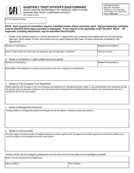 Form SFN60238 &quot;Quarterly Trust Officer's Questionnaire&quot; - North Dakota