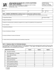 Form SFN50470 &quot;Application to Establish a State-Chartered Bank Trust Branch&quot; - North Dakota