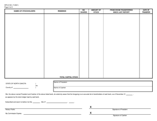 Form SFN2149 List of Stockholders - North Dakota, Page 2