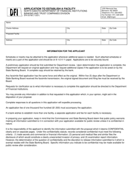 Form SFN50788 Application to Establish a Facility - North Dakota