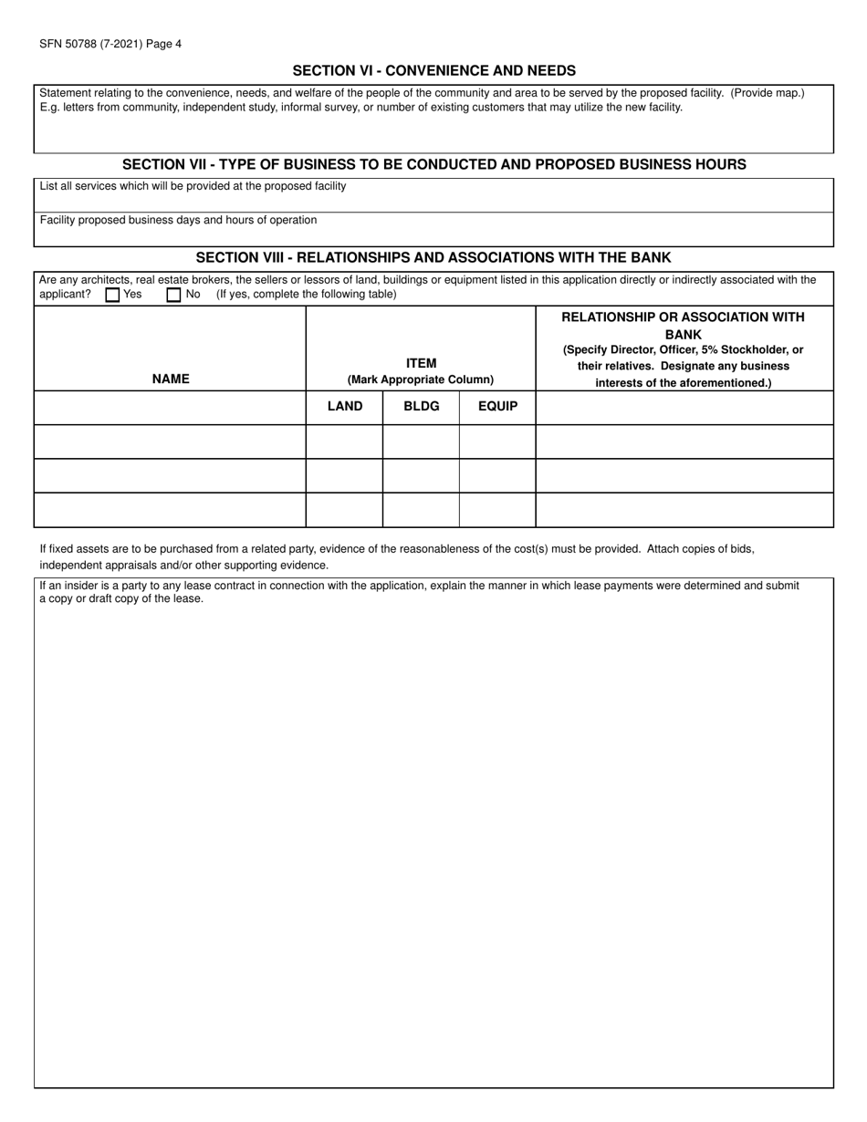 Form SFN50788 Application to Establish a Facility - North Dakota, Page 4