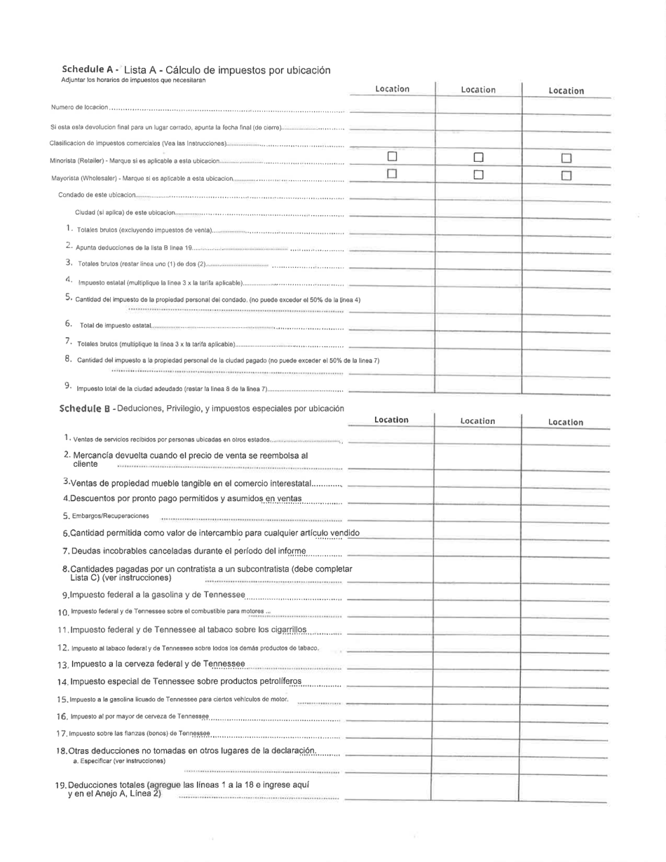 Formulario BUS428 (RV-R00107) Declaracion De Impuesto De Negocio - Tennessee (Spanish), Page 2