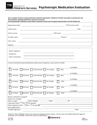 Form CS-0629 &quot;Psychotropic Medication Evaluation&quot; - Tennessee