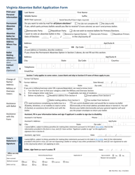 Document preview: Form SBE-701/703.1 Virginia Absentee Ballot Application Form - Virginia
