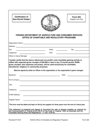 Form 303 Certification of Non-permit Holder - Virginia