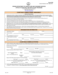 Form 202 Charitable Gaming Permit Amendment - Virginia