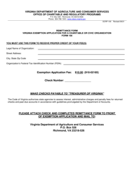 Form OCRP-100 Virginia Exemption Application for Charitable or Civic Organization - Virginia