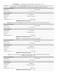 Form ST-50 Temporary Sales Tax Certificate/Return (Use for Shows and Events Starting on and After July 1, 2021) - Virginia, Page 2
