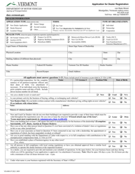 Form VD-008 Application for Dealer Registration - Vermont