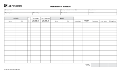 Document preview: Form FT-441-841 Disbursement Schedule - Washington