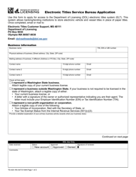 Document preview: Form TD-420-165 Electronic Titles Service Bureau Application - Washington