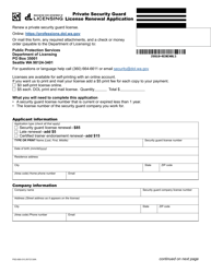 Form PSG-690-010 Private Security Guard License Renewal Application - Washington