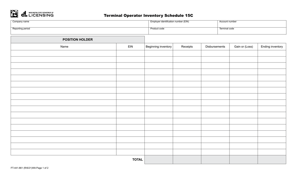 Form FT-441-861 Schedule 15C Terminal Operator Inventory Schedule - Washington, Page 1
