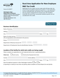 Form REV41 0077 Rural Area Application for New Employee B&amp;o Tax Credit - Washington