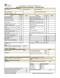 DSHS Form 06-125A Residential Allowance Request - Start-Up Costs - Washington