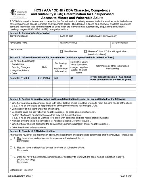 DSHS Form 10-468  Printable Pdf