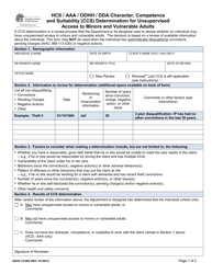DSHS Form 10-468 Hcs/Aaa/Odhh/Dda Character, Competence and Suitability (Ccs) Determination for Unsupervised Access to Minors and Vulnerable Adults - Washington