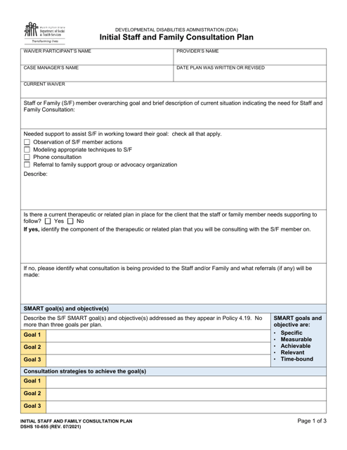 DSHS Form 10-655  Printable Pdf