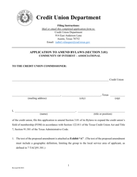 Application to Amend Bylaws (Section 3.01) Community of Interest - Associational - Texas