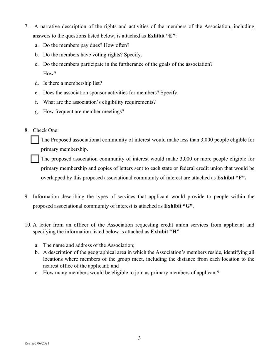 Application to Amend Bylaws (Section 3.01) Community of Interest - Associational - Texas, Page 3