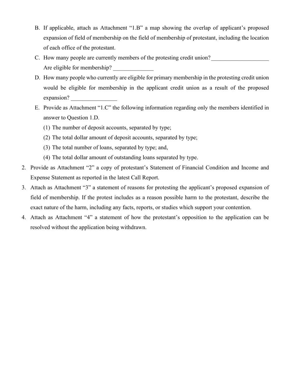 Notice of Protest of Field of Membership Application - Texas, Page 2