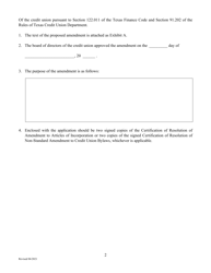 Application to Amend Articles of Incorporation or Bylaws - Texas, Page 2