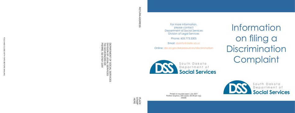 Form DSS06 Discrimination Complaint Form - South Dakota, Page 1