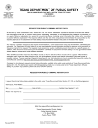 Document preview: Request for Public Criminal History Data - Texas