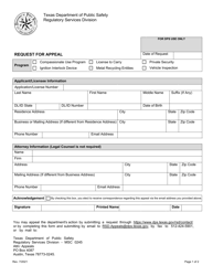 Form RSD-30 Request for Appeal - Texas