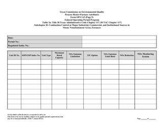 Form TCEQ-10025 (OP-UA5) Process Heater/Furnace Attributes - Texas, Page 31