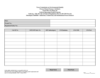 Form TCEQ-10025 (OP-UA5) Process Heater/Furnace Attributes - Texas, Page 42