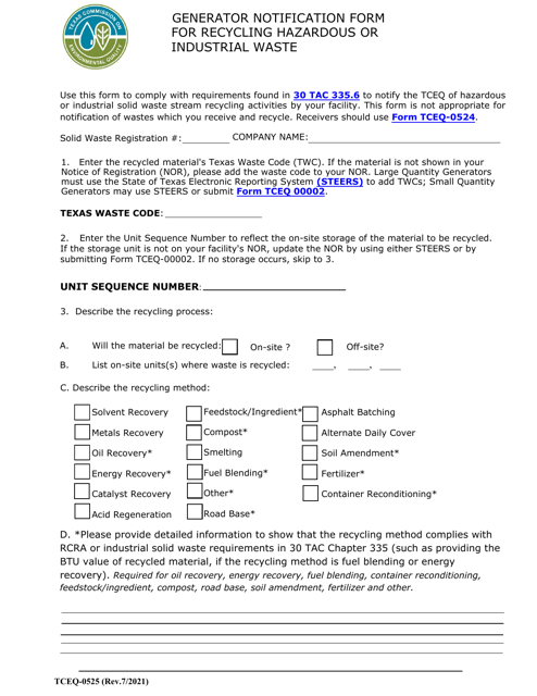 Form TCEQ-0525  Printable Pdf