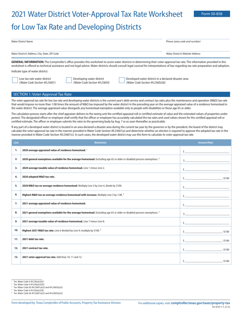Form 50-858 2021 Printable Pdf