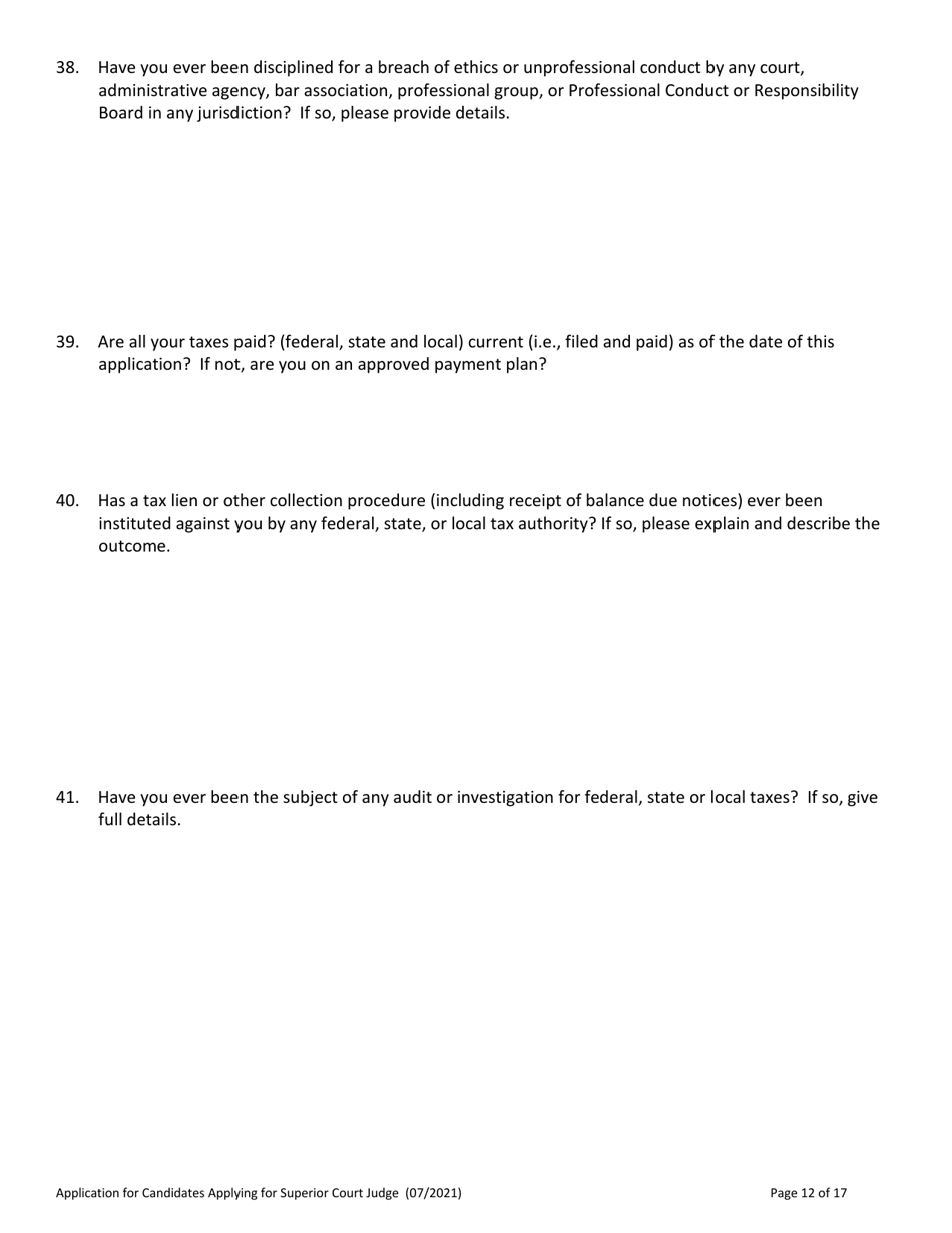 Application for Candidate for Superior Court Judge - Vermont, Page 12