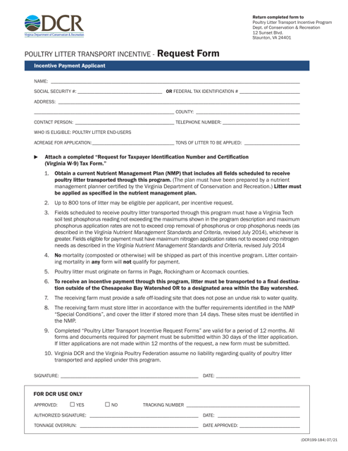 Form DCR199-184  Printable Pdf