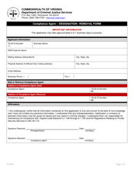 Document preview: Compliance Agent - Designation/Removal Form - Virginia